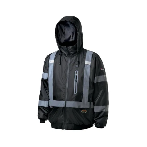 Pioneer Hi Vis - Chaqueta bomber de seguridad climatizada impermeable - Equipo de lluvia de invierno clase 1 para hombres - Cinta reflectante -