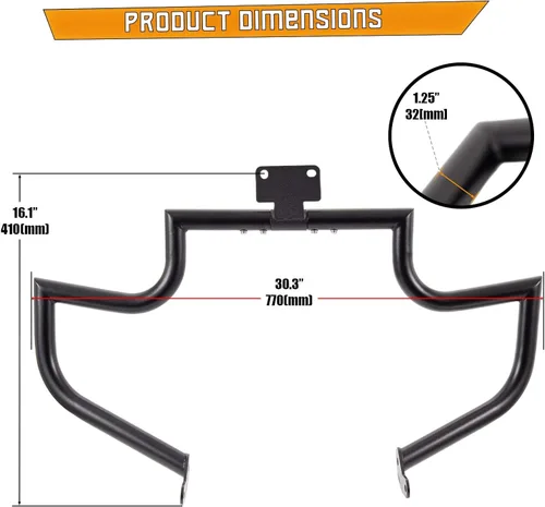 Miniatura 5 de Kinglemc Barra de Choque Protector de Motor Barra de Carretera para Yamaha VStar V-Star Dragstar XVS 400 650 (Negro)