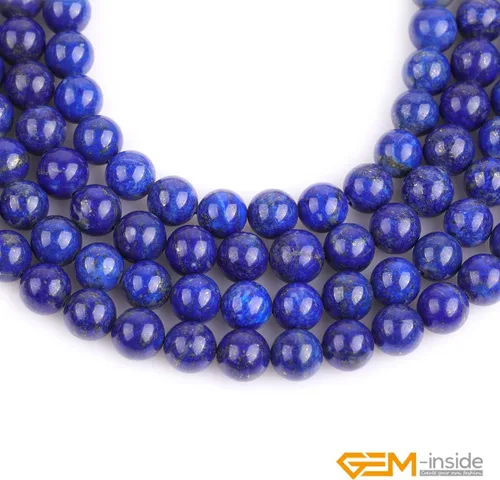 Miniatura 4 de GEM-Inside - Cuentas sueltas de lapislázuli genuinas naturales de 0.315 in, redondas, grado AA, cristal azul, cuentas de energía para fabricación