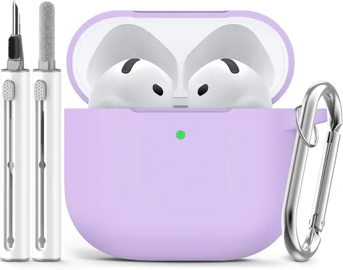 Miniatura 35 de Ljusmicker – Funda para AirPods 4 (2024) con cierre magnético en la tapa y juego de limpieza, funda protectora de silicona suave para Apple AirPods