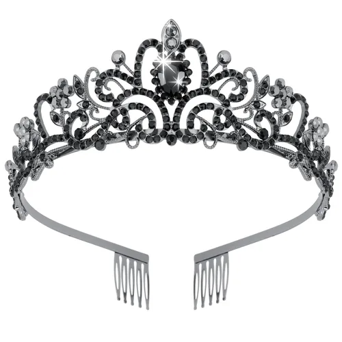 Miniatura 22 de Didder - Diadema con corona de tiara de cristal dorado. Elegante corona con peines para princesa, para mujeres y niñas, ideal para novias, bodas, 02
