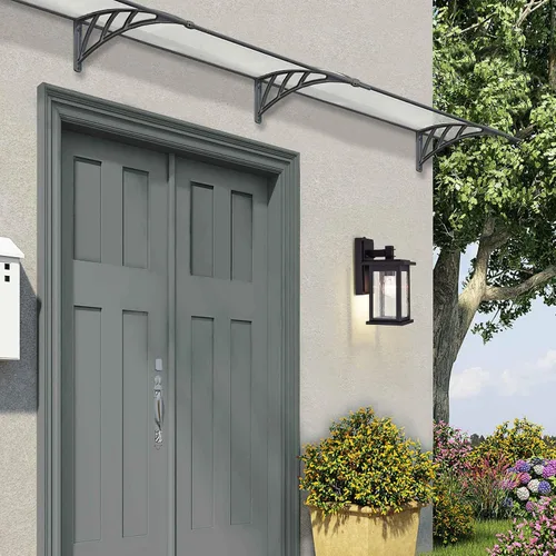 Miniatura 4 de MICSIU Lámpara de pared exterior con sensor de anochecer a amanecer, aplique de pared exterior negro texturizado con vidrio transparente