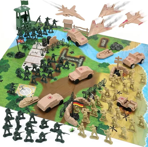 3 otters Conjunto de 120 piezas de soldados del ejército, set de juego de soldados militares, figuras de acción de soldados del ejército, con