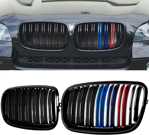 Miniatura 22 de Parrilla Frontal de Listones Individuales Compatible con X5 G05 2019 2020 2021 2022 2023 (Parrilla de Riñón Negra Brillante)