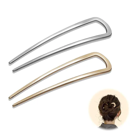 Horquillas francesas para mujer, 2 pinzas francesas, tenedores franceses, pinzas de metal en forma de U para cabello fino y grueso, accesorios
