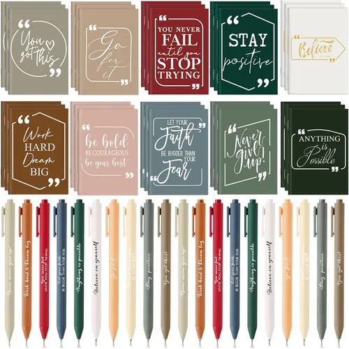 Miniatura 8 de Fulmoon 60 bolígrafos motivacionales, cuadernos inspiradores, regalos a granel, bolígrafos inspiradores, almohadillas de notas pequeñas, regalos