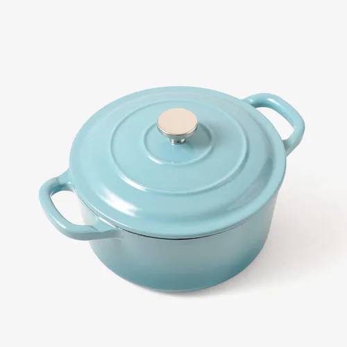 Miniatura 2 de RJ Legend Horno holandés de hierro fundido pre-sazonado de 1.9 cuartos de galón con asa, esmaltado, azul