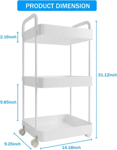 Miniatura 7 de Volnamal Organizador de pañales para bebé, organizador de pañales de plástico para artículos esenciales de guardería, carrito móvil para cambiador