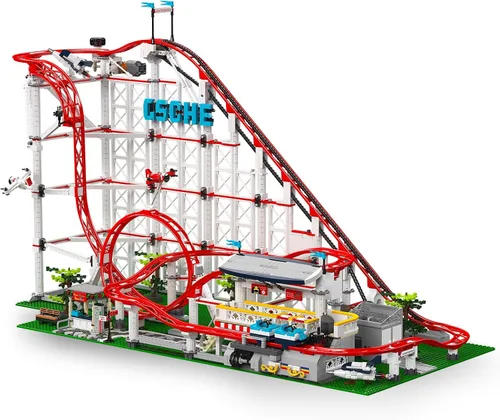Miniatura 2 de Mould King Juego de montaña rusa con tecnología 11014, 3646 piezas, parque de atracciones, modelo de posavasos de bucle, bloques de construcción