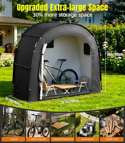 Miniatura 2 de Housolution Bike Storage Tent Shed for 3 Bikes, Outdoor Portable 210D Oxford Thick PU4000 Waterproof Bike Cover with Ventilated Window, Bike Tent