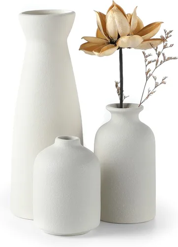 Miniatura 14 de CEMABT Jarrones de cerámica naranja juego de 3 pequeños jarrones de flores para decoración, decoración rústica moderna de granja para el hogar