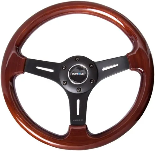 Miniatura 4 de NRG Innovations NRG-ST-015-1CH - Volante de 12.992 in - 0.984 in de profundidad, rueda clásica de grano de madera de 3 radios con centro cromado