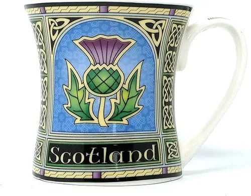 Miniatura 2 de Royal Tara Taza escocesa con cardo - Taza de porcelana escocesa de porcelana de hueso - Juego de cardo para bolsa de té