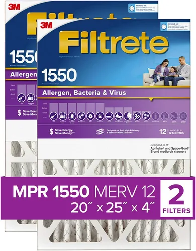 Miniatura 8 de Filtrete 16x25x4 (SlimFit), filtro de aire para horno y aire acondicionado, MPR 1550 DP, ultra alérgeno con plisado profundo para una vida