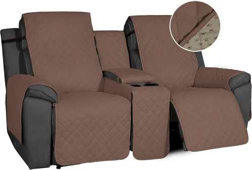Miniatura 16 de Easy-Going Funda de sofá reclinable antideslizante con consola, resistente al agua, funda de sofá reclinable doble con correa ajustable, funda Beige