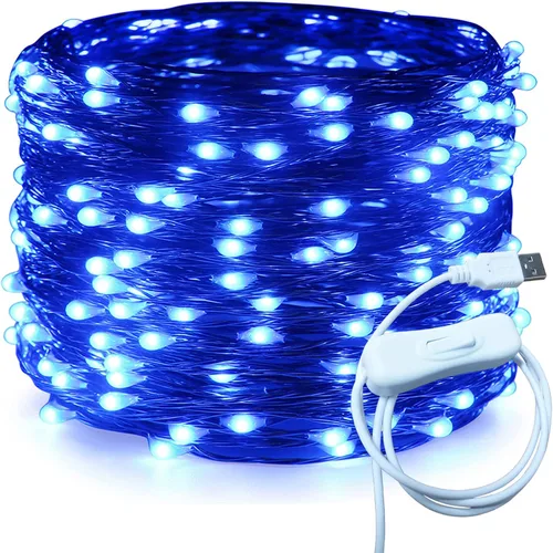 Miniatura 14 de RUICHEN Alambre de cobre de 33 pies, 100 luces LED USB con interruptor de encendido/apagado, verde