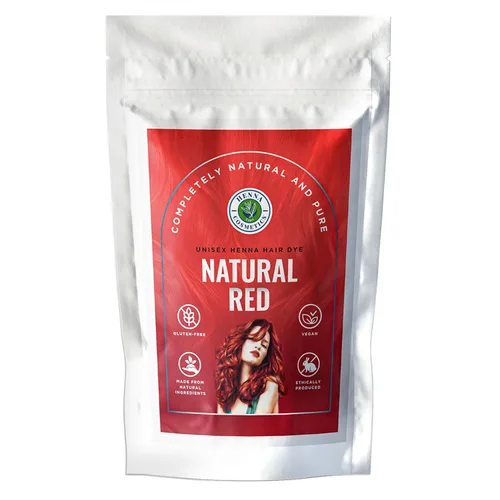 Tinte natural de henna para el cabello, 100 % polvo de henna puro para el crecimiento del cabello orgánico (rojo natural, 14.71 onzas + 1.76 onzas