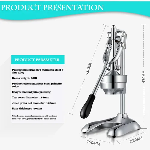 Miniatura 8 de Exprimidor manual de prensa de cítricos Exprimidor de limón de mano naranja Exprimidor de prensa Exprimidor de frutas y trituradora de frutas