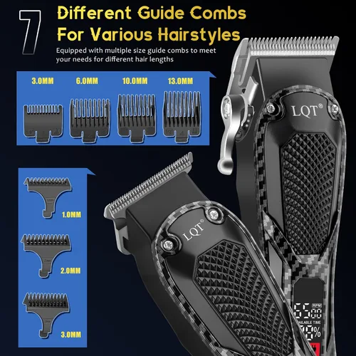 Miniatura 6 de Cortadora de pelo profesional para hombres, recargable, inalámbrica, recortadora de barba y afeitadora eléctrica, kit de corte de cabello