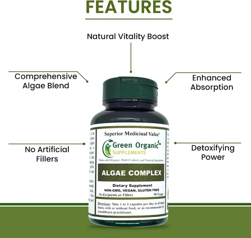 Miniatura 3 de Algas, Fucoidan, Algas Verde Azul, Algas Kelp, Vejiga, Clorella, Espirulina, Musgo Irlandés, Dulse, 90 VCaps, Alta Absorbibilidad, Sin OGM, Sin