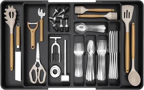 Miniatura 9 de Lifewit Organizador de Cajón para Cubiertos, Organizador Expandible de Utensilios para Cajones de Cocina, Bandeja Ajustable para Cubiertos y Menaje