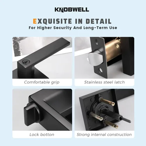 Miniatura 4 de KNOBWELL - Paquete de 10 picaportes resistentes con llaves para puertas de entrada; juego para puertas delanteras que cierran con diferentes llaves
