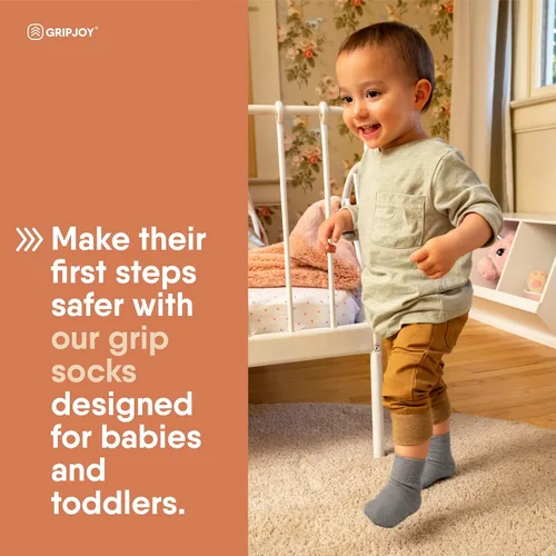 Miniatura 3 de Gripjoy Toddler Socks with Grippers, Non-Slip for Kids, Enhanced Stability, Comfortable Cotton - 4 Pairs