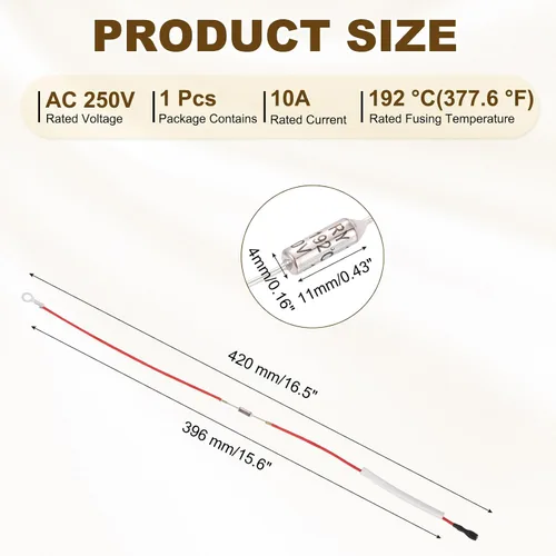Miniatura 2 de MECCANIXITY Fusible universal de temperatura para olla de arrocera, 158.0 °F 10 A 250 V Fusible térmico de metal con terminal y terminal de anillo