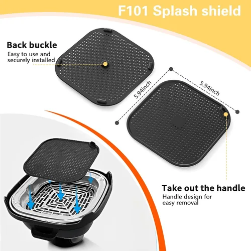 Miniatura 2 de 2 Piezas de Pantalla Antisalpicaduras para Freidora de Aire Ninja, Accesorios Combinados de Silicona para Ninja Crispi Fn101, Piezas de Reemplazo