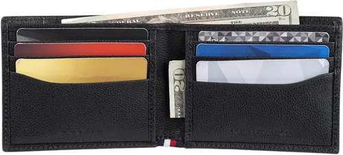 Miniatura 3 de Tommy Hilfiger billetera de piel para hombre, delgada y plegable, con 6bolsillos para tarjetas de crédito y ventana extraíble para identificación