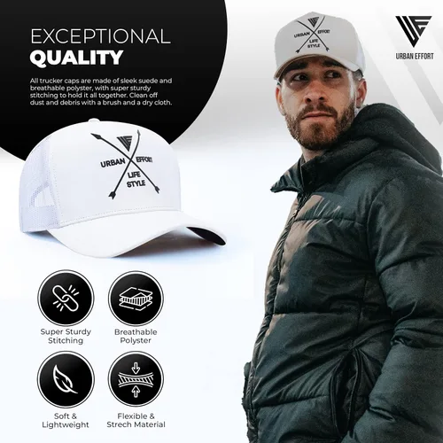 Miniatura 103 de Urban Effort Gorra trasera de malla, para hombres y mujeres, gorra de béisbol de 5 paneles, gran cierre a presión para caza y senderismo