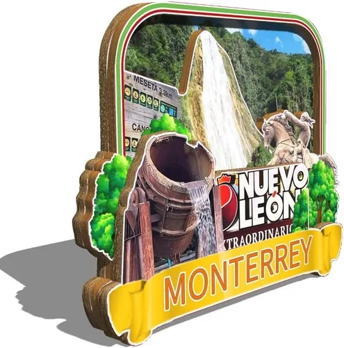 Miniatura 2 de Monterrey México imán de nevera de madera 3D monumentos de viaje coleccionables, recuerdos, decoración hecha a mano