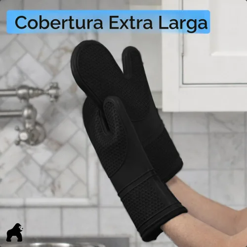 Miniatura 8 de GORILLA GRIP Guantes de horno de silicona suave sin BPA, resistentes al calor e impermeables, guantes de seguridad para cocinar, forro de algodón