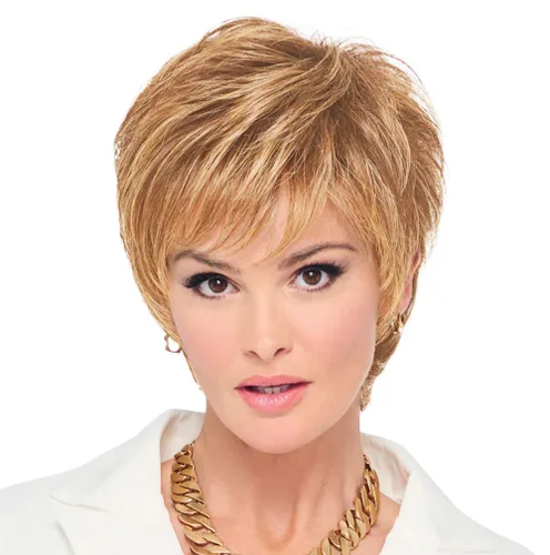 Miniatura 16 de Raquel Welch - Peluca corta Bob atada a mano feroz y enfocada por Hairuwear, gorra de tamaño medio, castaño iluminado por el sol RL10/12