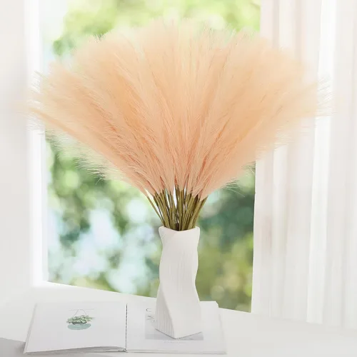 Miniatura 23 de Wertuirk 30 piezas de hierba artificial de pampas – Hierba de pampas rosa de 24 pulgadas para decoración del hogar, hierba de pampas artificial