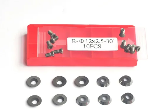 Cortador de carburo redondo de 0.472 in con tornillos para bricolaje Torno de carpintería Torno de madera de torneado de madera Acabadores huecos