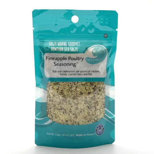 Salty Wahine Gourmet Hawaiian Sea Salts Condimento para aves de corral de piña, 3 onzas