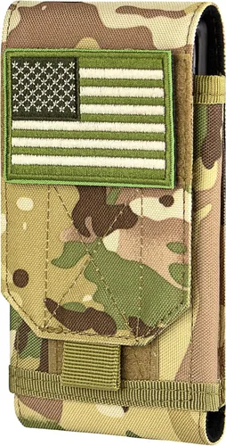 Miniatura 13 de Funda Táctica Molle para Teléfono, Funda de Cinturón con Asa de Bucle Resistente con Parche de Bandera para iPhone 17 Pro Max/Air/17 Pro/17/16 Pro