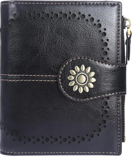 Miniatura 18 de Lavemi Cartera de Piel para Mujer Pequeña Compacta con Bloqueo RFID Estuche para Tarjetas de Crédito Monedero con Bolsillo con Cremallera Small