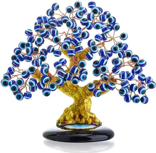 YU FENG Árbol de Ojo Turco Nazar Azul de 6.8 pulgadas, Árbol Posavasos de Ojo Turco para Protección, Buena Suerte, Prosperidad, para Decoración del