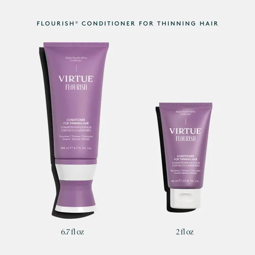 Miniatura 6 de VIRTUE Acondicionador Flourish para cabello fino o adelgazante, producto de crecimiento del cabello sin sulfato, desenreda y espesa, seguro
