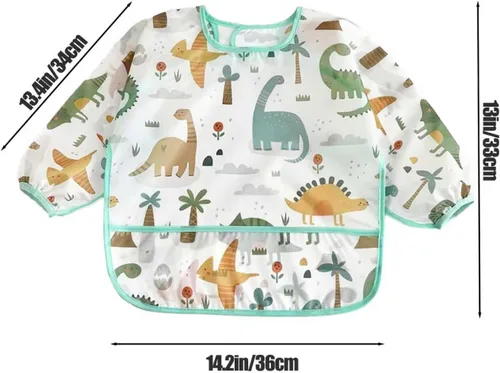Miniatura 3 de PandaEar Paquete de 5 baberos de manga larga para bebé, babero impermeable de manga completa para bebés de 6 a 36 meses
