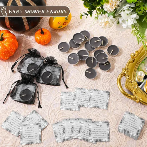 Miniatura 4 de 50 juegos de recuerdos de fiesta de baby shower, incluyendo 50 velas sin perfume para baby shower, bolsas de regalo, tarjetas para suministros
