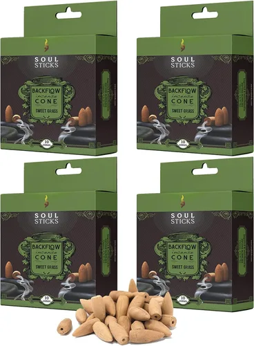 Miniatura 23 de Soul Sticks Conos de incienso de reflujo – 40 conos orgánicos hechos a mano para quemador de cascada Paquete de 4 aromas aromáticos de larga Go