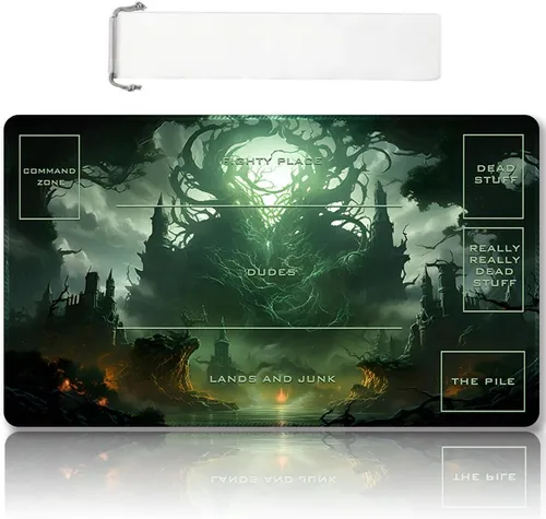 Miniatura 9 de Tapete de juego MTG cosido de alta calidad con zonas y parte trasera de goma antideslizante, tapete de juego TCG para MTG y otros juegos de cartas