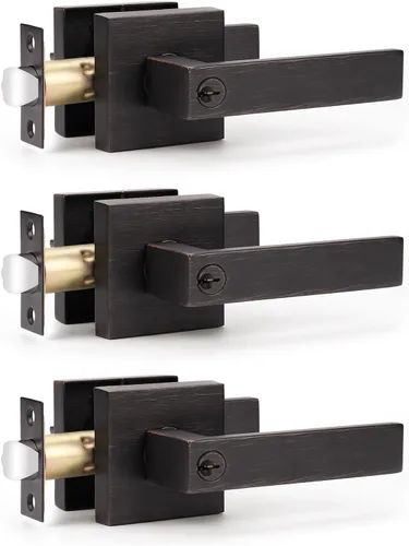 Miniatura 17 de KNOBWELL - Paquete de 10 picaportes resistentes con llaves para puertas de entrada; juego para puertas delanteras que cierran con diferentes llaves