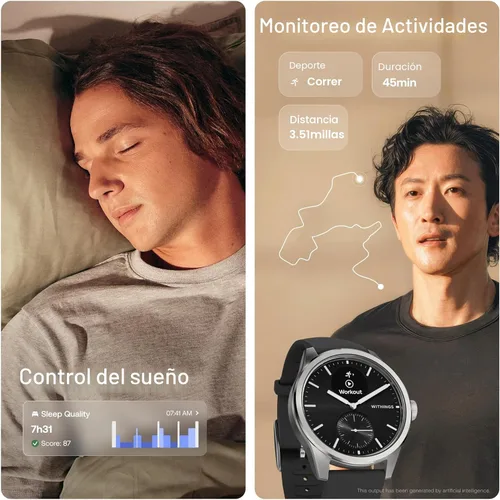 Miniatura 5 de WITHINGS ScanWatch 2 - Hybrid Smart Watch, Heart Rate Monitoring, Fitness Tracker, Cycle Tracker, Sleep Monitoring, GPS Tracker, 30-Day Battery Negro