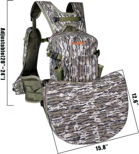 Miniatura 6 de UIIHUNT Chaleco de caza de pavos con asiento: Chaleco ligero para caza de pavos con cartuchera, accesorios ajustables para equipo de caza de pavos