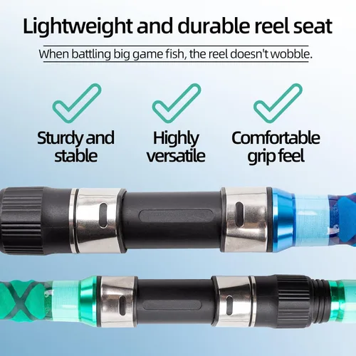 Miniatura 2 de Surf Rod Saltwater 9ft- 4-Piece Carbon Fiber Surf Fishing Rods, Portable Travel Surf Spinning Rod with 20-40lb Power Green Blue Azul