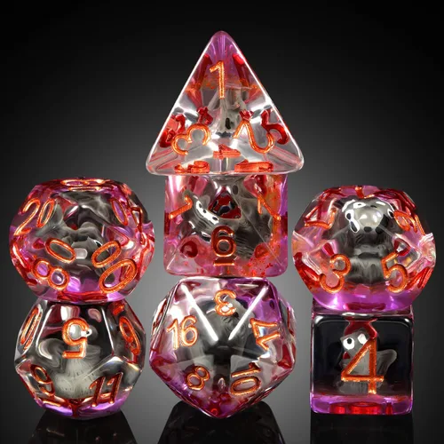 Miniatura 46 de Juego de dados de conejo DND, DNDND 7 dados poliédricos de resina con bolsa de terciopelo para juegos de rol D&D Dungeons and Dragons